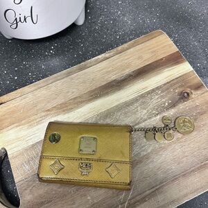 MCM Metallic Gold Keychain Card Holder